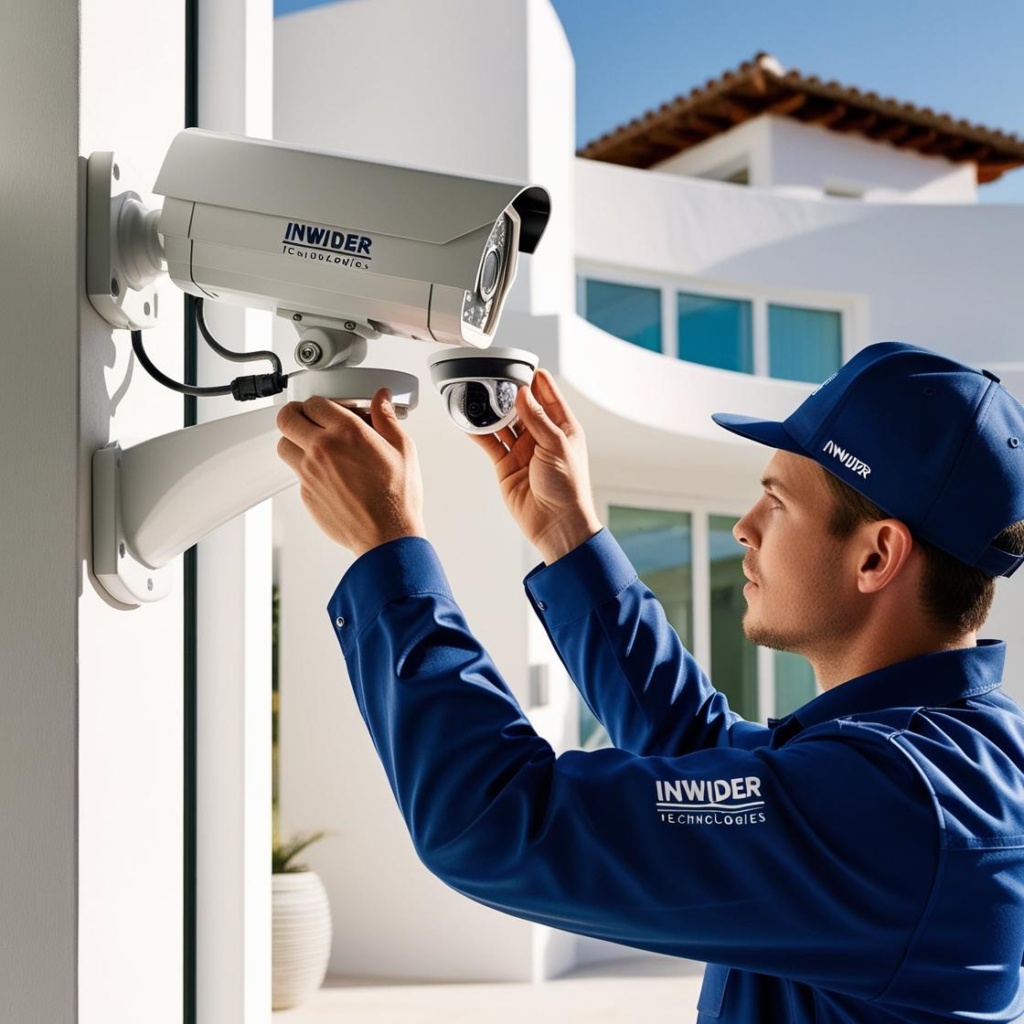 Security cctv installation camera villa, office technication wearing inwider unifrom - inwider technologies