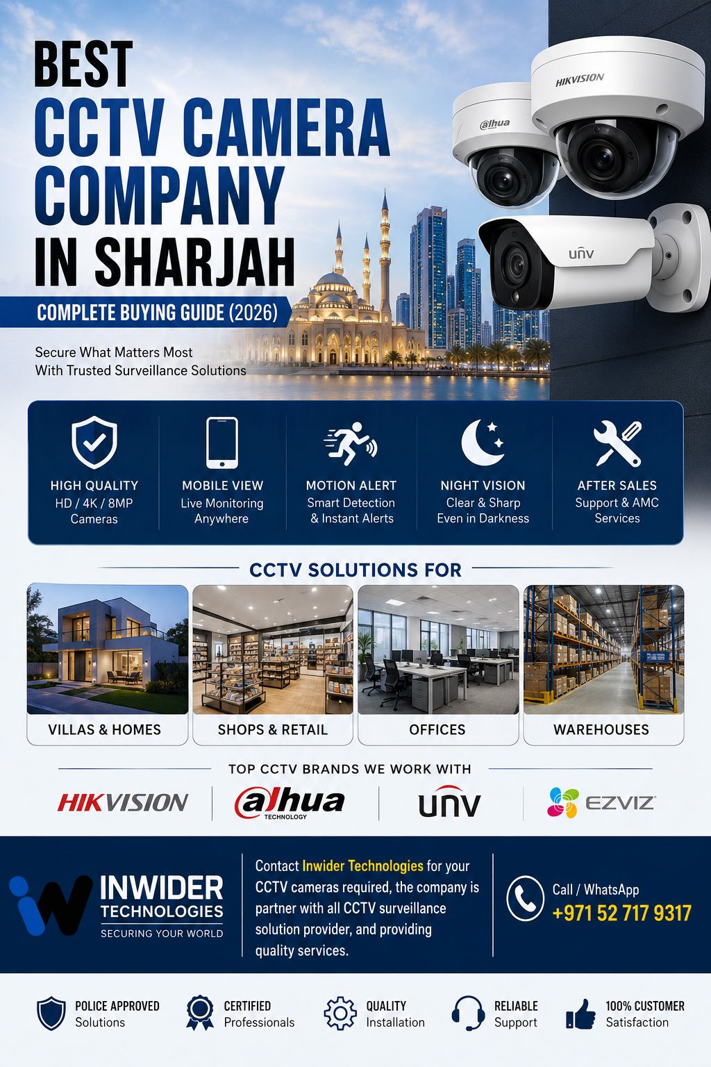 📞 Contact for CCTV Solutions For reliable and professional CCTV installation and security solutions in Sharjah and across UAE, contact Inwider Technologies. The company is a trusted partner with leading CCTV surveillance solution providers and is committed to delivering high-quality, cost-effective security systems with expert installation and support. Call / WhatsApp: +971 52 717 9317 cctv cameras solutions in sharjah guide